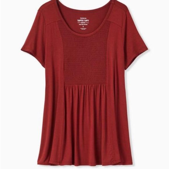 torrid Tops - Torrid Super Soft Scoop Neck Smocked Front Panel Top women size 5x